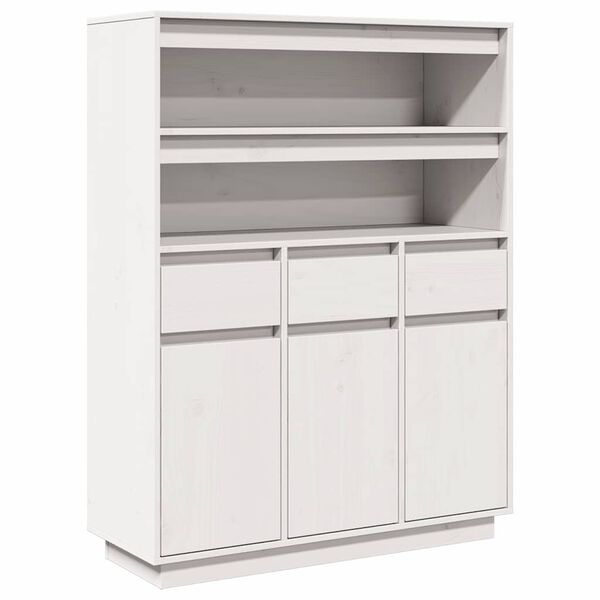 vidaXL Highboard White 89x34x116.5 cm Solid Wood Pine