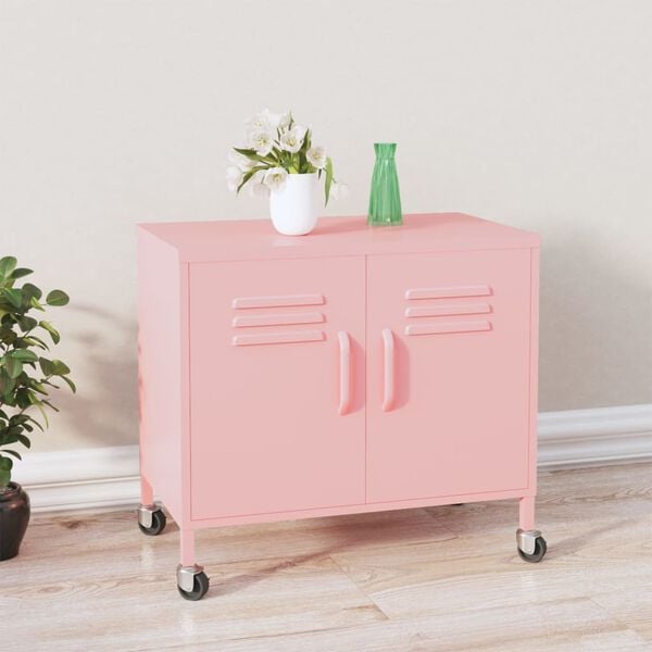 vidaXL Storage Cabinet Pink 60x35x56 cm Steel