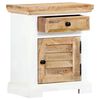 vidaXL Nightstand White and Brown 40x30x50 cm Solid Rough Mango Wood