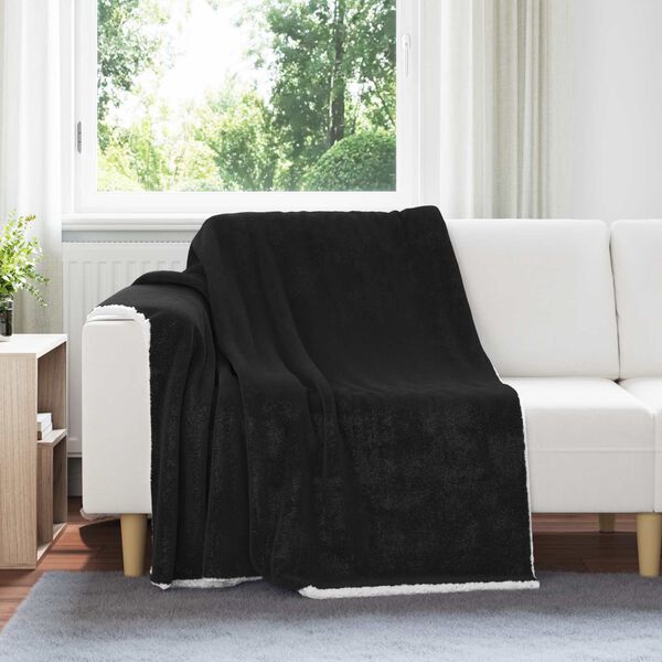 vidaXL Throw Blanket Black 150 x 200 cm Fleece