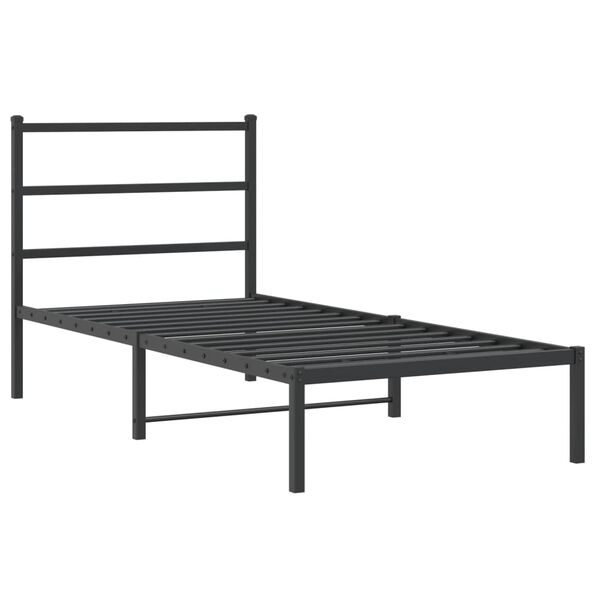 vidaXL Metal Bed Frame without Mattress with Headboard Black 90x190cm