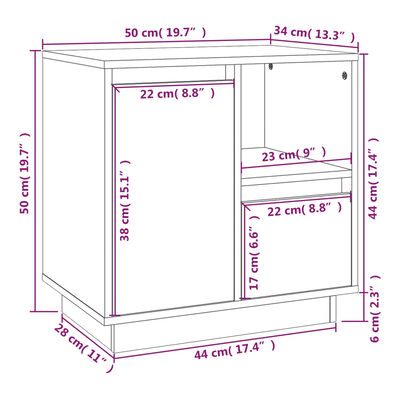 vidaXL Bedside Cabinets 2 pcs Black 50x34x50 cm Solid Wood Pine