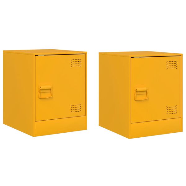vidaXL Bedside Cabinets 2 pcs Mustard Yellow 34.5x39x44 cm Steel
