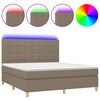 vidaXL Box Spring Bed with Mattress&LED Taupe 160x200 cm Fabric
