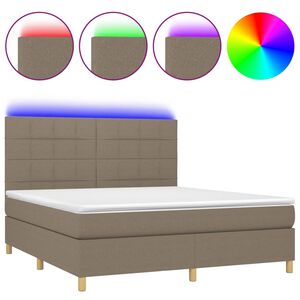 vidaXL Box Spring Bed with Mattress&LED Taupe 160x200 cm Fabric