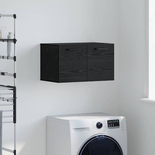 vidaXL Wall-Mounted Cabinet Wall-mounted Black Oak 60 x 36.5 x 35 cm