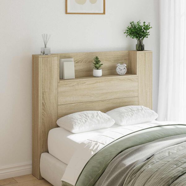 vidaXL Headboard Cabinet with LED Sonoma 120 x 16.5 x 103.5 cm