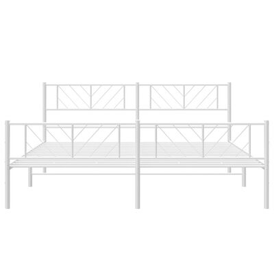 vidaXL Metal Bed Frame with Headboard and Footboard White 193x203 cm