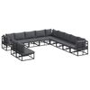 vidaXL Garden Sofa Set with Cushion 11 pcs Black Aluminium