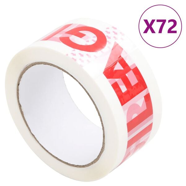vidaXL Packaging Tape 72 pcs FRAGILE Printed White 48 mm x 66 m