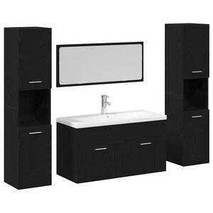 vidaXL Bathroom Furniture Set 4 pcs Black Oak Engineered Wood