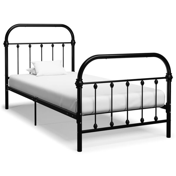 vidaXL Bed Frame without Mattress Black Metal 100x200 cm