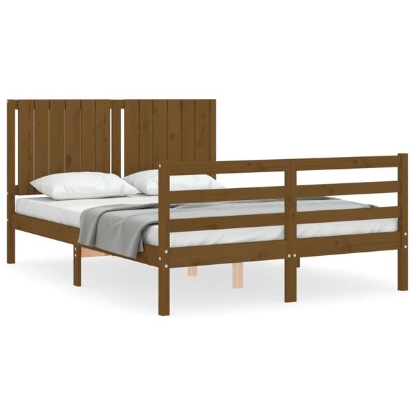vidaXL Bed Frame without Mattress Honey Brown 140x190 cm Solid Wood