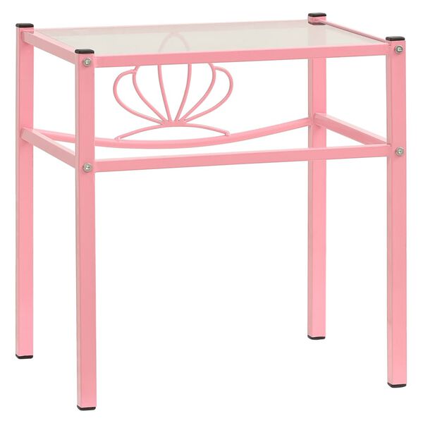 vidaXL Bedside Cabinets 2 pcs Pink and Transparent Metal and Glass