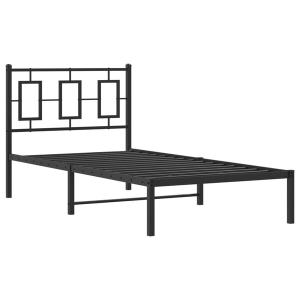 vidaXL Metal Bed Frame without Mattress with Headboard Black 90x200cm