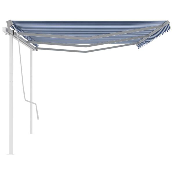 vidaXL Manual Retractable Awning with Posts 6x3 m Blue and White