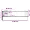 vidaXL Garden Fence with Spear Top Steel 359x150 cm Black