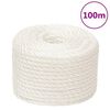 vidaXL Work Rope White 12 mm 100 m Polypropylene