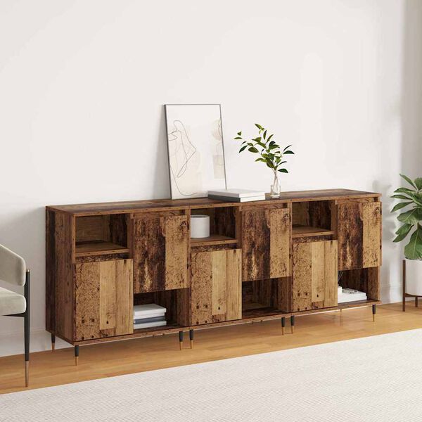 vidaXL Sideboards 3 pcs Old wood 180 x 35 x 70 cm Engineered wood