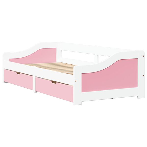 vidaXL Day Bed with 2 Drawers without Mattress IRUN White&Pink 90x200 cm