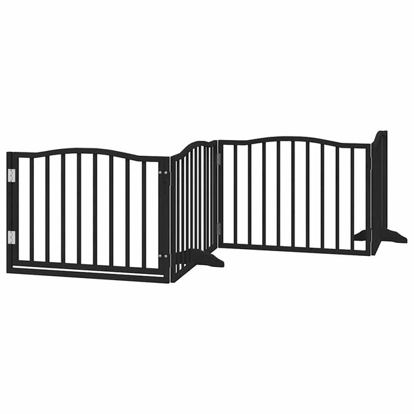 vidaXL Dog Gate with Door Foldable 10 Panels Black 800 cm Poplar Wood
