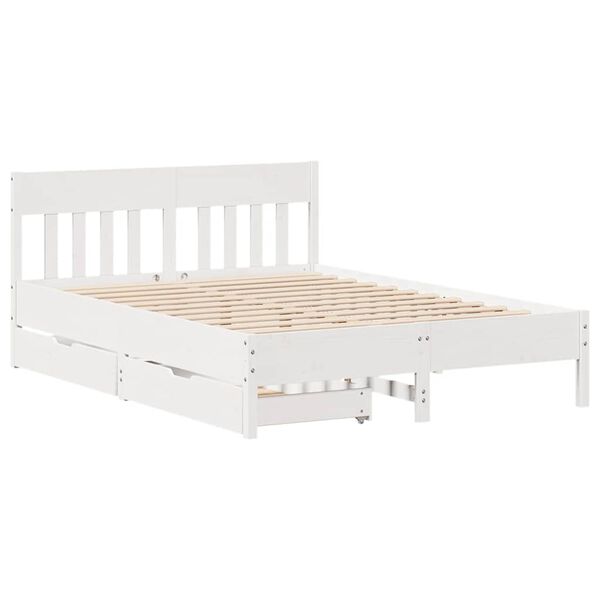 vidaXL Bed Frame without Mattress White 140x200 cm Solid Wood Pine