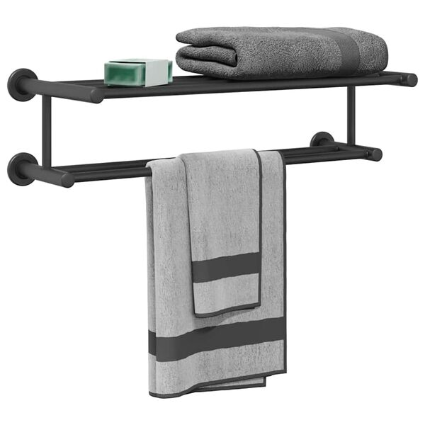 vidaXL Towel Rack Black 61 x 23 x 17 cm Stainless steel