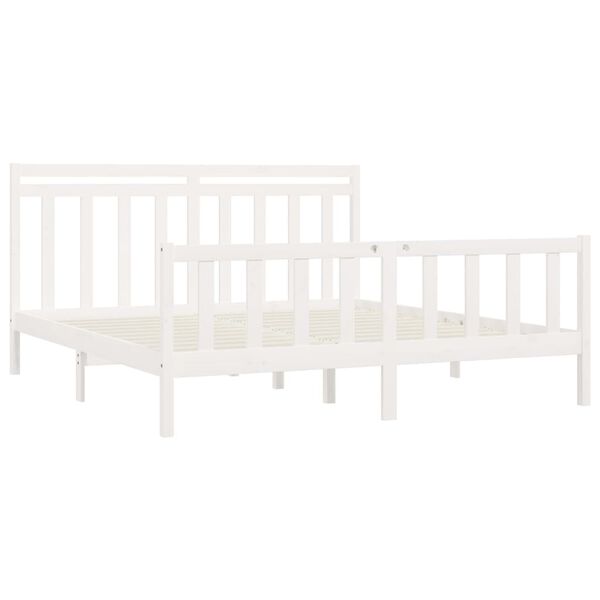 vidaXL Bed Frame without Mattress White Solid Wood Pine 200x200 cm