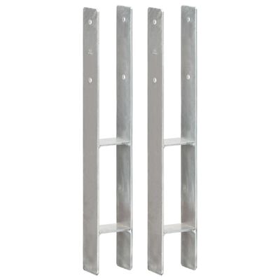 vidaXL Fence Anchors 2 pcs Silver 8x6x60 cm Galvanised Steel
