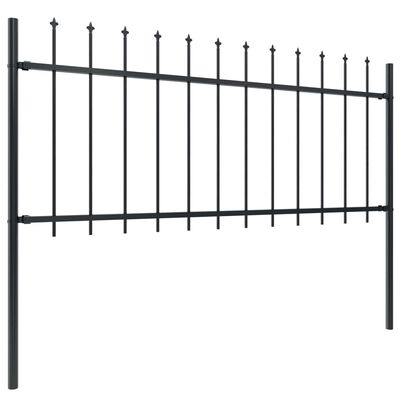 vidaXL Garden Fence with Spear Top Steel 5.1x0.8 m Black