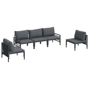 vidaXL Garden Sofa Set 5 pcs Black Steel