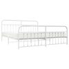 vidaXL Metal Bed Frame without Mattress with Footboard White 200x200cm