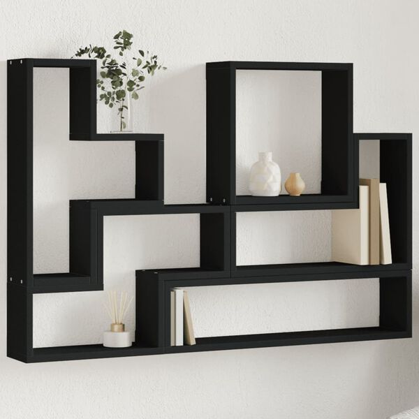 vidaXL Wall Shelf Black 96x12x64 cm Engineered Wood