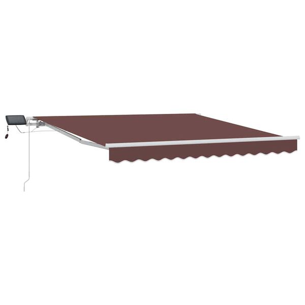 vidaXL Manual Retractable Awning with LED Brown 300x250 cm