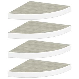 vidaXL Wall Corner Shelves 4 pcs Oak and White 35x35x3.8 cm MDF