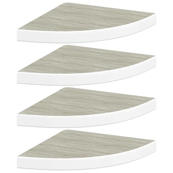vidaXL Wall Corner Shelves 4 pcs Oak and White 35x35x3.8 cm MDF