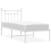 vidaXL Metal Bed Frame without Mattress with Headboard White 75x190cm