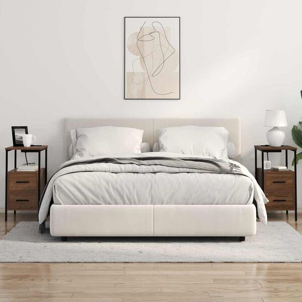 vidaXL Bedside Cabinet 2 pcs Brown Oak 30 x 48 x 61 cm Engineered Wood