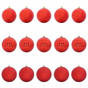 vidaXL Christmas Bauble Set XL 15 pcs Red Plastic