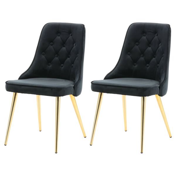 Venture Home Dining Chairs 2 pcs Velvet Deluxe Velvet Black and Brass