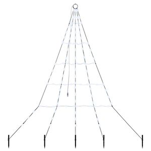vidaXL LED Christmas Tree with Ground Spikes Cool White 180 cm Metal