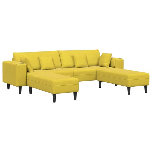 vidaXL Velvet Sofa with Cushion 3 pcs Yellow 208 cm Velvet
