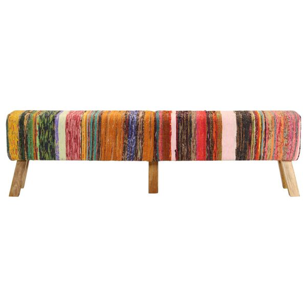 vidaXL Bench Multicolour 160 cm Chindi Fabric and Solid Wood Mango