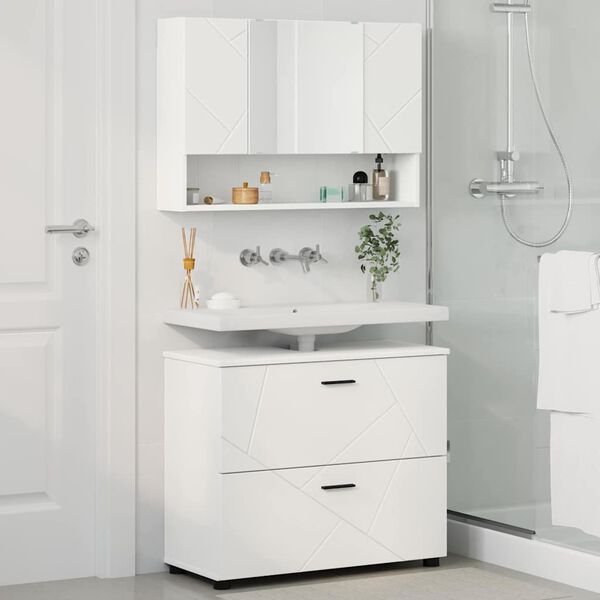 vidaXL Bathroom Furniture Set with Drawer 2 pcs White Engineered wood