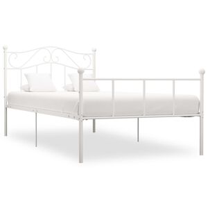 vidaXL Bed Frame without Mattress White Metal 90x200 cm