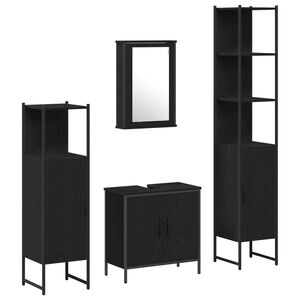 vidaXL Bathroom Furniture Set 4 pcs Black Engineered wood