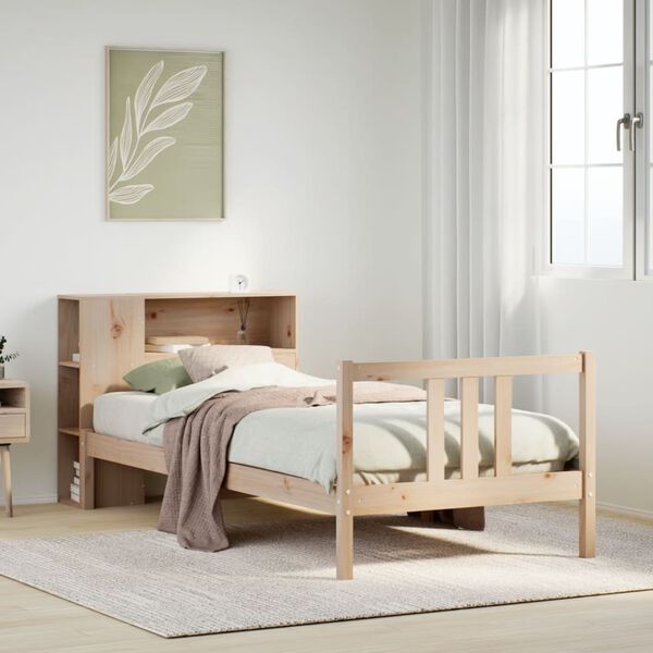 vidaXL Bookcase Bed without Mattress 90x190cm Solid Wood Pine
