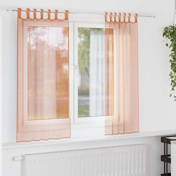 vidaXL Voile Curtains with Loops 2 pcs Terracotta 140x140 cm
