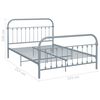 vidaXL Bed Frame without Mattress Grey Metal 140x200 cm
