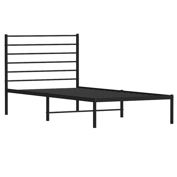 vidaXL Metal Bed Frame without Mattress with Headboard Black 100x190cm